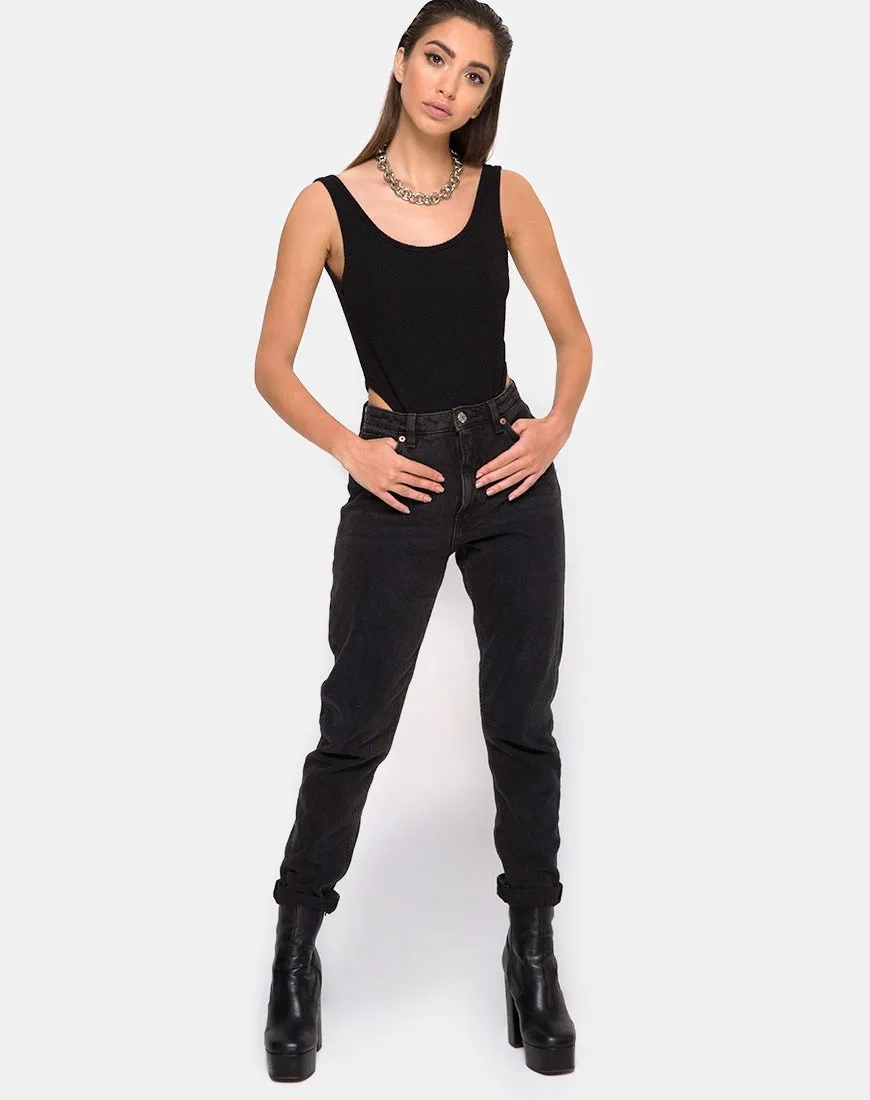 Ziga Cutout Bodice in Rib Black