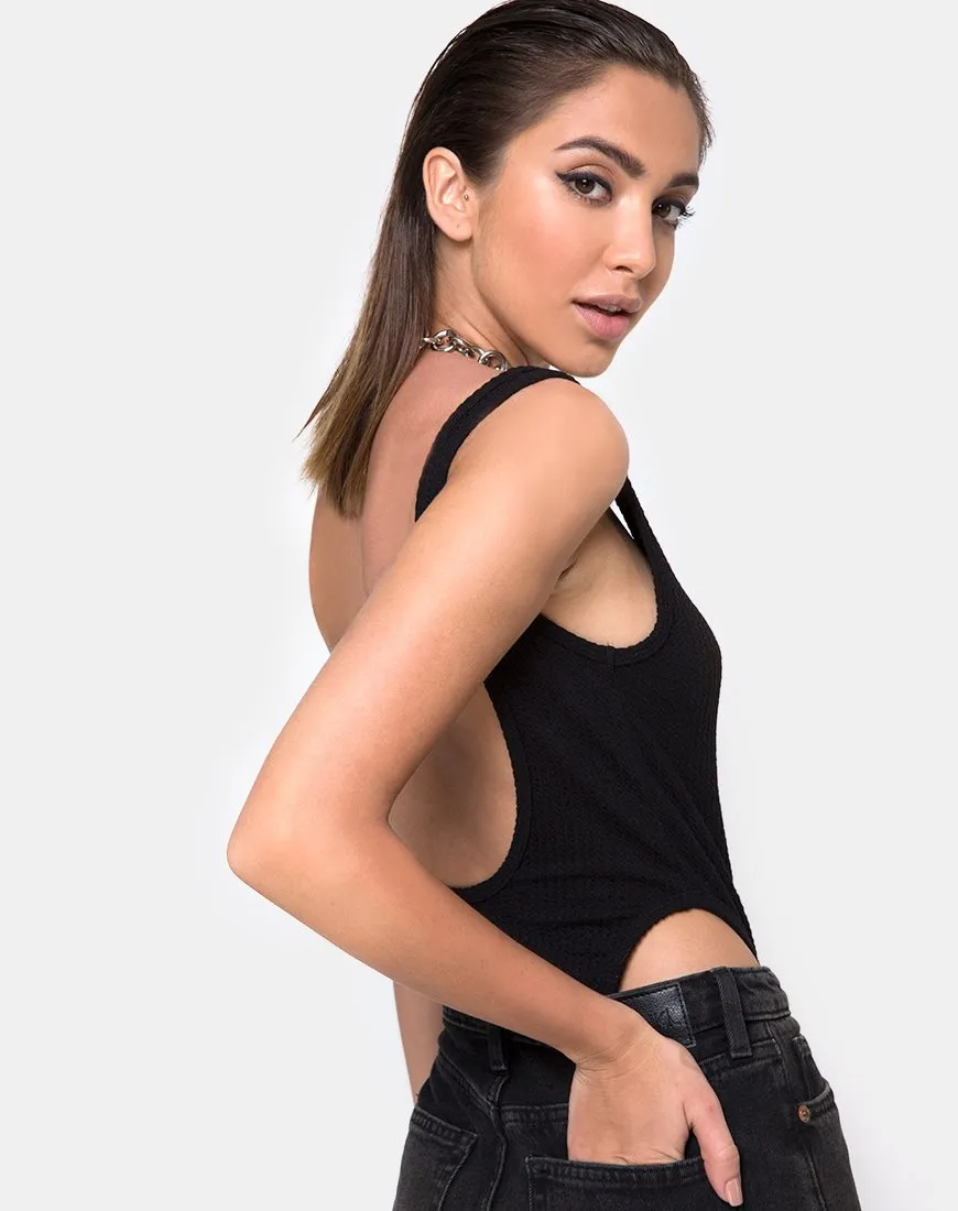 Ziga Cutout Bodice in Rib Black
